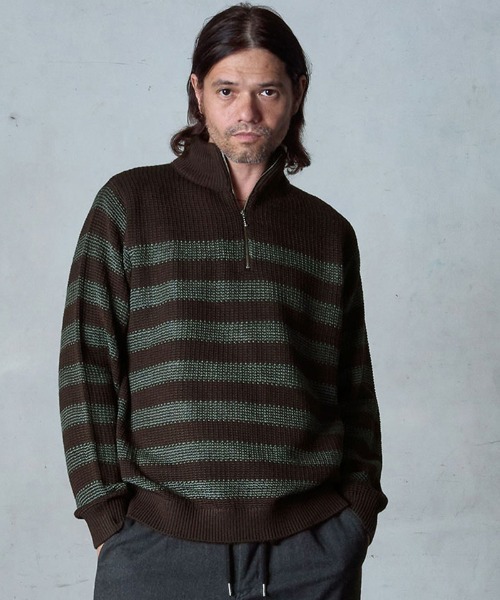 EGO TRIPPING（エゴトリッピング）の「mn2991-BORDERBLEND ニット（ニット/セーター・メンズ・ブラック系その他/サンドグレー/ブラウン系その他・48/46）」の3枚目の写真