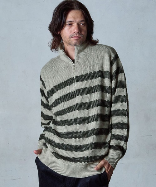 EGO TRIPPING（エゴトリッピング）の「mn2991-BORDERBLEND ニット（ニット/セーター・メンズ・ブラック系その他/サンドグレー/ブラウン系その他・48/46）」の4枚目の写真