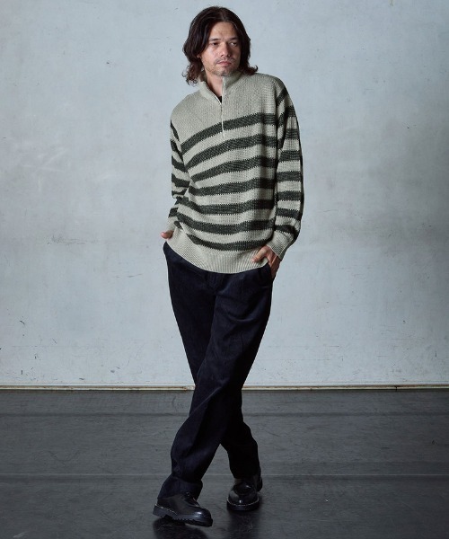 EGO TRIPPING（エゴトリッピング）の「mn2991-BORDERBLEND ニット（ニット/セーター・メンズ・ブラック系その他/サンドグレー/ブラウン系その他・48/46）」の5枚目の写真