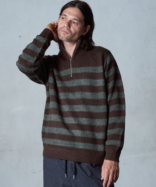 EGO TRIPPING（エゴトリッピング）の「mn2991-BORDERBLEND ニット（ニット/セーター・メンズ・ブラック系その他/サンドグレー/ブラウン系その他・48/46）」の6枚目の写真