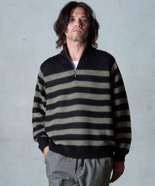 EGO TRIPPING（エゴトリッピング）の「mn2991-BORDERBLEND ニット（ニット/セーター・メンズ・ブラック系その他/サンドグレー/ブラウン系その他・48/46）」の8枚目の写真