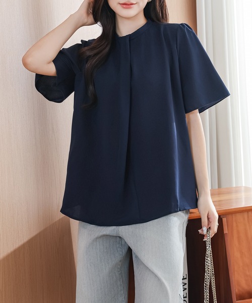 Lace Ladies(レースレディース)の「ソリッドカラー クルーネック 半袖 タック ブラウス(シャツ/ブラウス・レディース・ホワイト/ピンク/ネイビー/ブラック・S/FREE)」の22枚目の写真