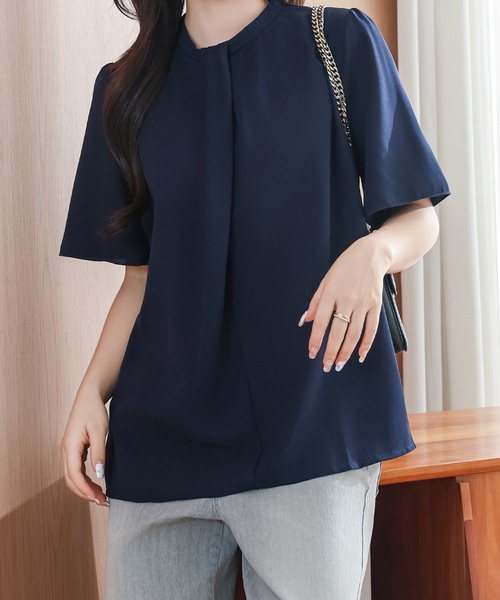 Lace Ladies(レースレディース)の「ソリッドカラー クルーネック 半袖 タック ブラウス(シャツ/ブラウス・レディース・ホワイト/ピンク/ネイビー/ブラック・S/FREE)」の21枚目の写真