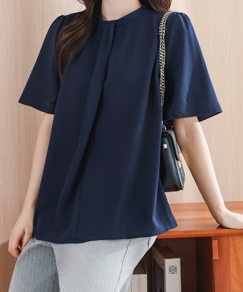 Lace Ladies(レースレディース)の「ソリッドカラー クルーネック 半袖 タック ブラウス(シャツ/ブラウス・レディース・ホワイト/ピンク/ネイビー/ブラック・S/FREE)」の20枚目の写真