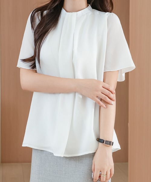 Lace Ladies(レースレディース)の「ソリッドカラー クルーネック 半袖 タック ブラウス(シャツ/ブラウス・レディース・ホワイト/ピンク/ネイビー/ブラック・S/FREE)」の16枚目の写真