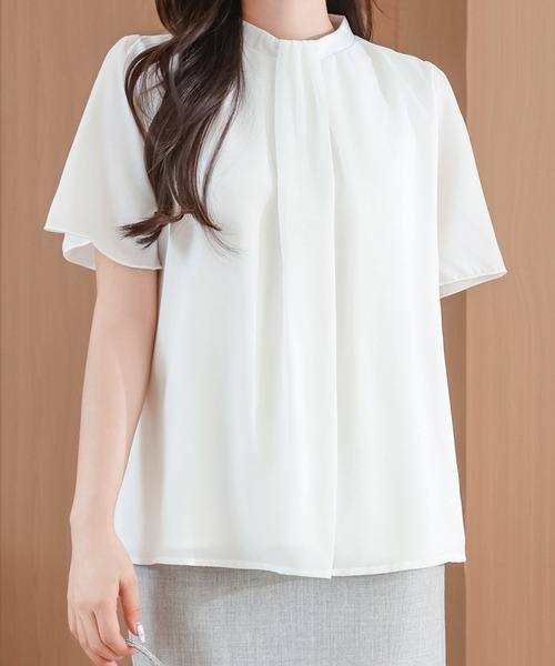 Lace Ladies(レースレディース)の「ソリッドカラー クルーネック 半袖 タック ブラウス(シャツ/ブラウス・レディース・ホワイト/ピンク/ネイビー/ブラック・S/FREE)」の15枚目の写真
