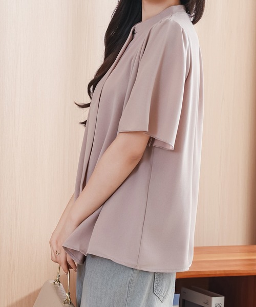Lace Ladies(レースレディース)の「ソリッドカラー クルーネック 半袖 タック ブラウス(シャツ/ブラウス・レディース・ホワイト/ピンク/ネイビー/ブラック・S/FREE)」の10枚目の写真
