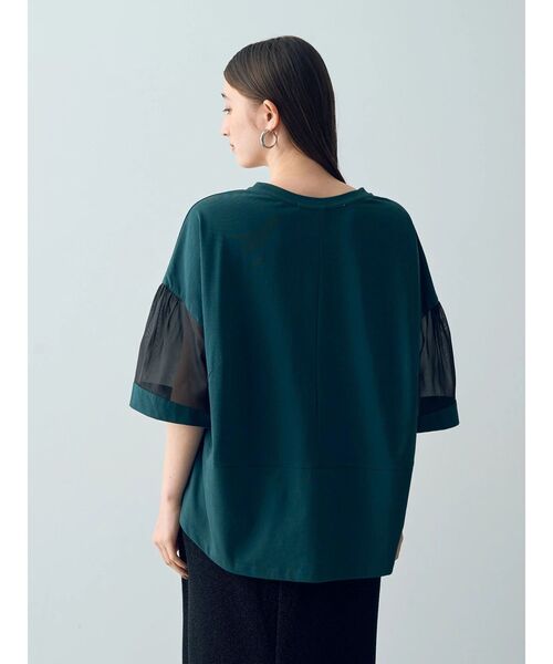 Editt by YECCA VECCA（エディットバイイェッカヴェッカ）の「シアーMIX7分袖プルオーバー（Tシャツ/カットソー・レディース・ブラック/ホワイト/グリーン・FREE）」の21枚目の写真