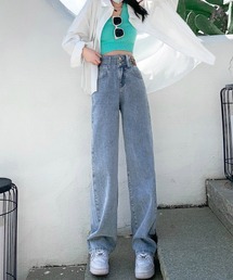 クラシックハイウエスト ワイドデニムパンツ