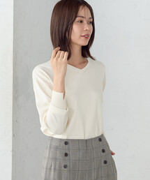 【 マシンウォッシャブル 】ベーシックＶネックニット