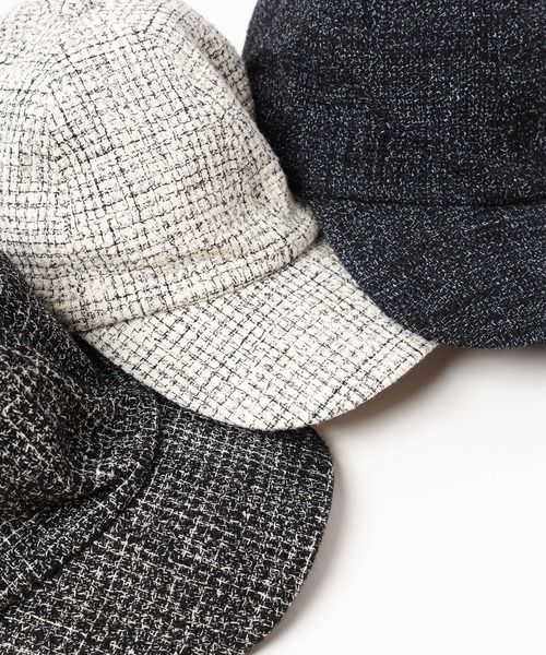 CULLNI（クルニ）の「Butcher Tweed Leather Emblem Cap（キャップ・メンズ・ブラック/ネイビー/ホワイト・ONESIZE）」の4枚目の写真