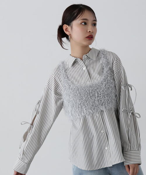 N.（N. Natural Beauty Basic）（エヌエヌナチュラルビューティーベーシック）の「◆【LOGAN】フェザービスチェ（ベスト・レディース・グレー/ピンク・MEDIUM）」の9枚目の写真