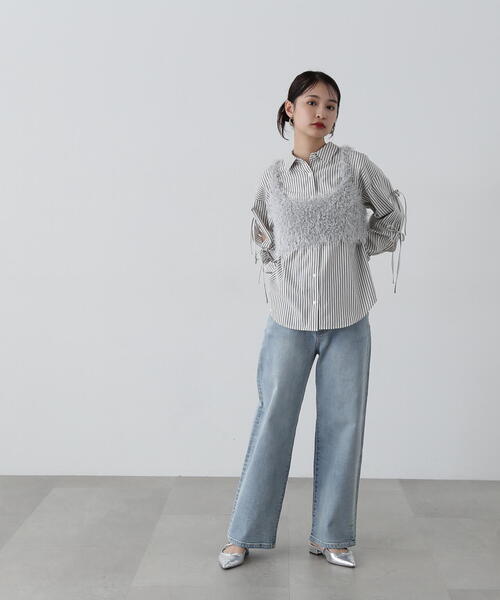 N.（N. Natural Beauty Basic）（エヌエヌナチュラルビューティーベーシック）の「◆【LOGAN】フェザービスチェ（ベスト・レディース・グレー/ピンク・MEDIUM）」の7枚目の写真