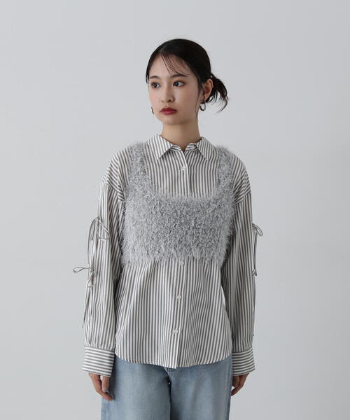 N.（N. Natural Beauty Basic）（エヌエヌナチュラルビューティーベーシック）の「◆【LOGAN】フェザービスチェ（ベスト・レディース・グレー/ピンク・MEDIUM）」の3枚目の写真