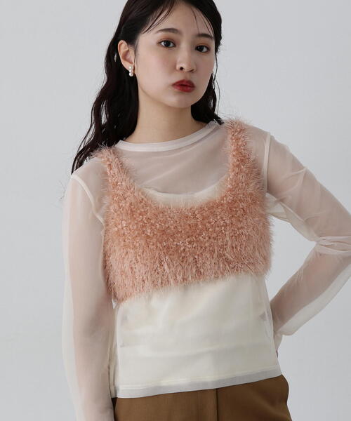 N.（N. Natural Beauty Basic）（エヌエヌナチュラルビューティーベーシック）の「◆【LOGAN】フェザービスチェ（ベスト・レディース・グレー/ピンク・MEDIUM）」の18枚目の写真