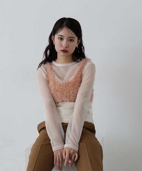 N.（N. Natural Beauty Basic）（エヌエヌナチュラルビューティーベーシック）の「◆【LOGAN】フェザービスチェ（ベスト・レディース・グレー/ピンク・MEDIUM）」の17枚目の写真