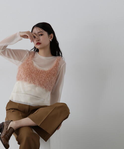 N.（N. Natural Beauty Basic）（エヌエヌナチュラルビューティーベーシック）の「◆【LOGAN】フェザービスチェ（ベスト・レディース・グレー/ピンク・MEDIUM）」の16枚目の写真