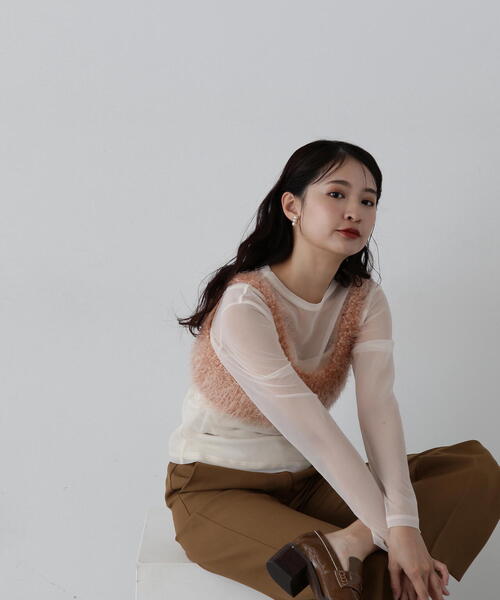 N.（N. Natural Beauty Basic）（エヌエヌナチュラルビューティーベーシック）の「◆【LOGAN】フェザービスチェ（ベスト・レディース・グレー/ピンク・MEDIUM）」の12枚目の写真