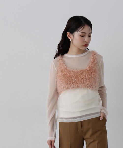 N.（N. Natural Beauty Basic）（エヌエヌナチュラルビューティーベーシック）の「◆【LOGAN】フェザービスチェ（ベスト・レディース・グレー/ピンク・MEDIUM）」の11枚目の写真