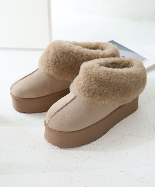 VIVIAN（ヴィヴィアン）の「もふぽか厚底サボムートンブーツ（ブーツ・レディース・イエロー系その他6/ブラック系その他3/グレー系その他3/ベージュ系その他3・LL/L/M/S）」の4枚目の写真