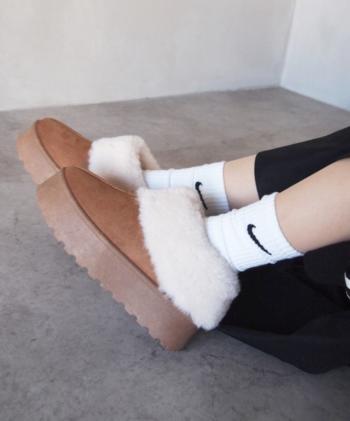 VIVIAN（ヴィヴィアン）の「もふぽか厚底サボムートンブーツ（ブーツ・レディース・イエロー系その他6/ブラック系その他3/グレー系その他3/ベージュ系その他3・LL/L/M/S）」の13枚目の写真