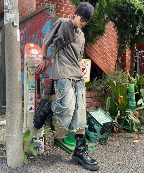 XU エックスユー denim wide half pants XU エックスユー denim wide half pants XU】denim wide half