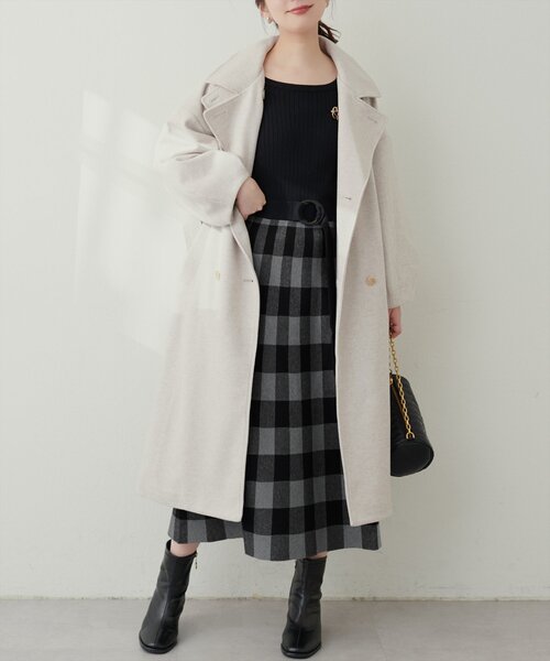 natural couture(ナチュラルクチュール)の「【Web限定】チェックジャガード2WAYニットワンピース(ワンピース・レディース・ラベンダー/ベージュ/グレイッシュベージュ/ブラック・FREE)」の11枚目の写真