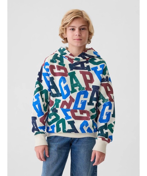 GAP（ギャップ）の「リラックス GAPロゴパーカー (キッズ)（パーカー・キッズ・グリーン/レッド/マルチ・120cm/130cm/140cm/150cm/160cm/110cm）」の3枚目の写真