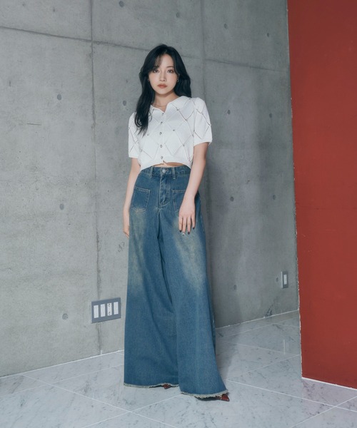 ANDGEEBEE（アンジービー）の「ダイヤパターンニットトップス（ニット/セーター・レディース・アイボリー/グレー・FREE）」の9枚目の写真