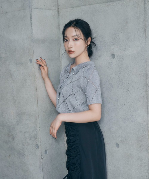 ANDGEEBEE（アンジービー）の「ダイヤパターンニットトップス（ニット/セーター・レディース・アイボリー/グレー・FREE）」の19枚目の写真