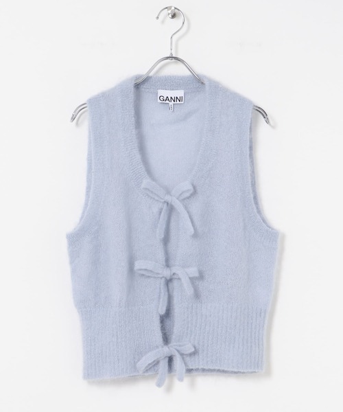 GANNI(ガニー)の「GANNI Light MohairTieStringVest(ベスト・レディース・ライトグレー・SMALL)」の1枚目の写真