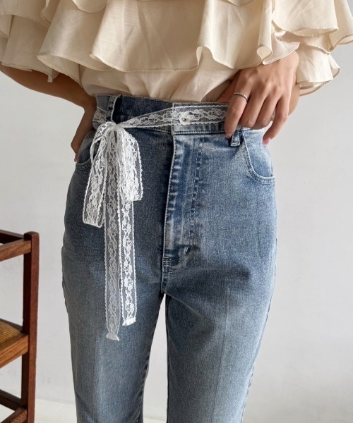 one after another NICE CLAUP(ワンアフターアナザーナイスクラップ)の「美脚ストレッチデニムパンツ(デニムパンツ・レディース・ブルー/ブラック/ブルー系その他・SMALL/MEDIUM)」の3枚目の写真