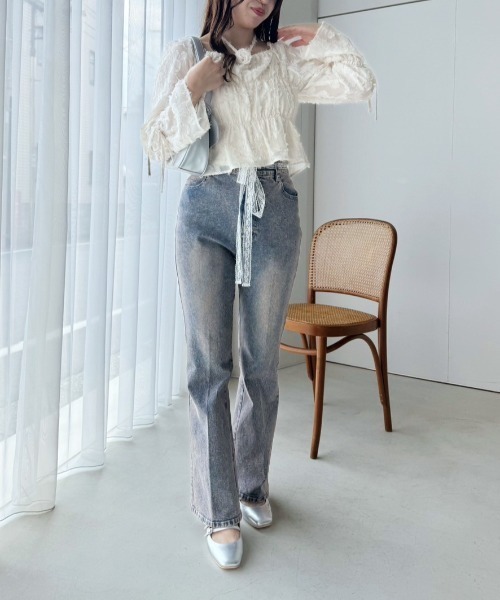 one after another NICE CLAUP(ワンアフターアナザーナイスクラップ)の「美脚ストレッチデニムパンツ(デニムパンツ・レディース・ブルー/ブラック/ブルー系その他・SMALL/MEDIUM)」の4枚目の写真