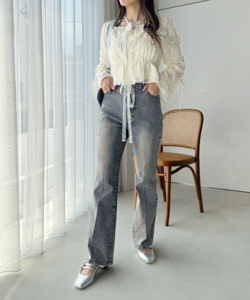 one after another NICE CLAUP(ワンアフターアナザーナイスクラップ)の「美脚ストレッチデニムパンツ(デニムパンツ・レディース・ブルー/ブラック/ブルー系その他・SMALL/MEDIUM)」の5枚目の写真