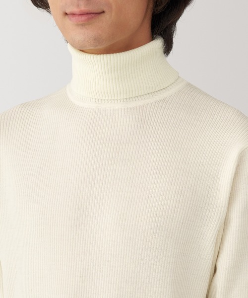 無印良品（ムジルシリョウヒン）の「紳士　洗えるウールリブタートルネックセーター（ニット/セーター・メンズ・ブラック/チャコールグレー/オフホワイト/ブラウン/パープル/オートミール・XL/L/M/S）」の10枚目の写真