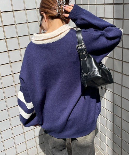 早い者勝ち❗️伊太利屋★新品❗️プリントニットコート WEGO/ナンバリングジャガードニット（ニット/セーター）｜WEGO