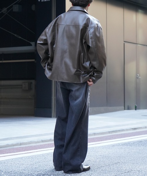 Confirm(コンファーム)の「ヴィンテージメイク ダメージ加工 ケミカルウォッシュ加工 ワイドストレートデニムパンツ【Confirm】(デニムパンツ・メンズ・ブラック/サックスブルー/ブラック系その他・M/L)」の14枚目の写真