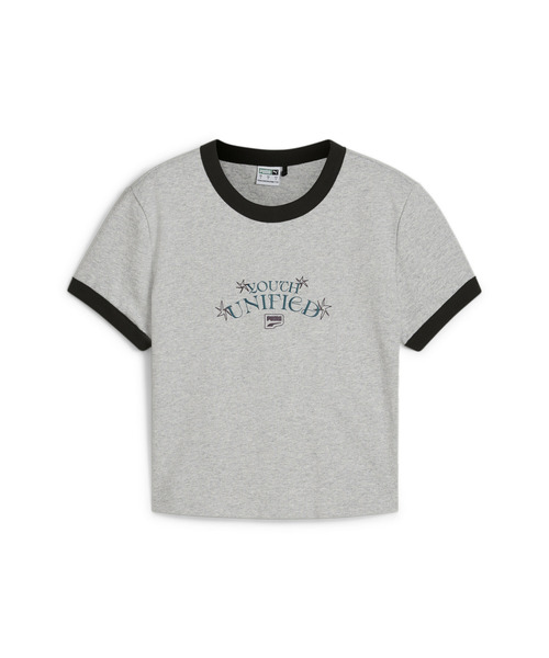 PUMA（プーマ）の「PUMA プーマ ウィメンズ ダウンタウン グラフィック ベビー 半袖 Tシャツ（Tシャツ/カットソー・レディース・ライトグレー/ホワイト・LARGE/MEDIUM/X-LARGE/SMALL）」の5枚目の写真