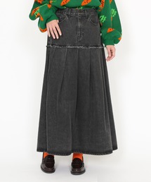 PUNYUS | 切り替えプリーツデニムロングスカート(デニムスカート)