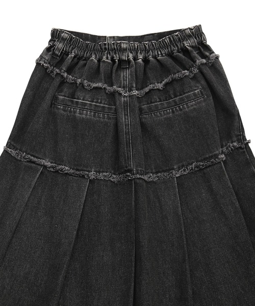切り替えプリーツデニムロングスカート（デニムスカート）｜PUNYUS
