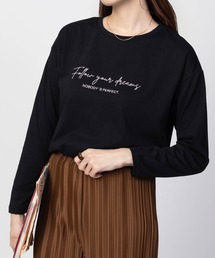 NAVY センター刺繍 長袖Tシャツ ロンT