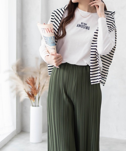NAVY(ネイビー)の「NAVY センター刺繍 長袖Tシャツ ロンT(Tシャツ/カットソー・レディース・チャコールグレー/ピンク系その他/ブラック/オリーブ/ホワイト/ホワイト系その他・M/L)」の8枚目の写真