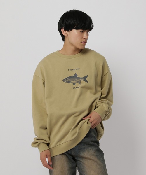 HOLDEN BEACH 魚グラフィック スウェット セール】【UNISEX】ALAND／FISHグラフィックプルオーバー