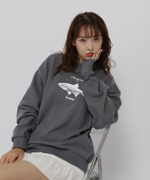 ALAND(エーランド)の「【UNISEX】ALAND/FISHグラフィックプルオーバー(スウェット・レディース・ライトグレー/チャコール/ベージュ・MEDIUM/LARGE/SMALL)」の12枚目の写真