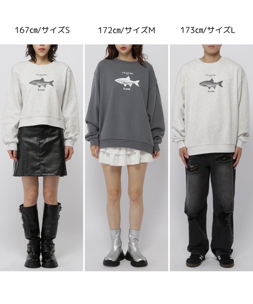 ALAND(エーランド)の「【UNISEX】ALAND/FISHグラフィックプルオーバー(スウェット・レディース・ライトグレー/チャコール/ベージュ・MEDIUM/LARGE/SMALL)」の14枚目の写真