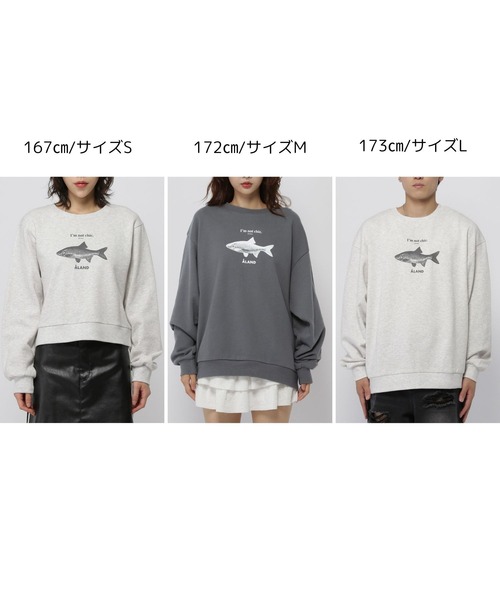 ALAND(エーランド)の「【UNISEX】ALAND/FISHグラフィックプルオーバー(スウェット・レディース・ライトグレー/チャコール/ベージュ・MEDIUM/LARGE/SMALL)」の15枚目の写真