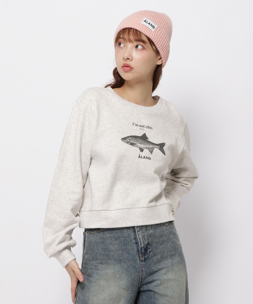 ALAND(エーランド)の「【UNISEX】ALAND/FISHグラフィックプルオーバー(スウェット・レディース・ライトグレー/チャコール/ベージュ・MEDIUM/LARGE/SMALL)」の22枚目の写真
