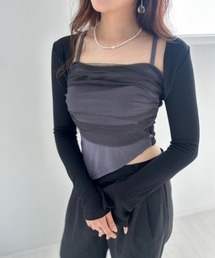 ipugo（イプゴ）の「ipugo/イプゴ チュール付き キャミドッキング ボレロトップス（カーディガン/ボレロ）」