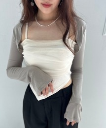 ipugo（イプゴ）の「ipugo/イプゴ チュール付き キャミドッキング ボレロトップス（カーディガン/ボレロ）」