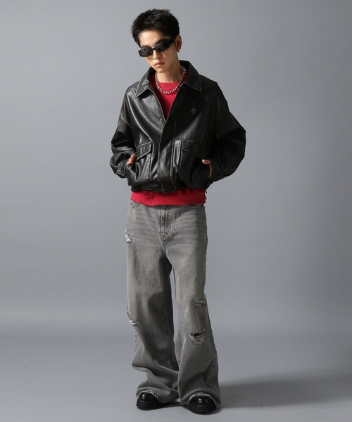 ajouter flow（アジューテフロー）の「【ajouter flow】af metal logo crew neck sweat / afメタルロゴクルーネックスウェット（スウェット・メンズ・ブラック/レッド・LARGE/MEDIUM）」の6枚目の写真